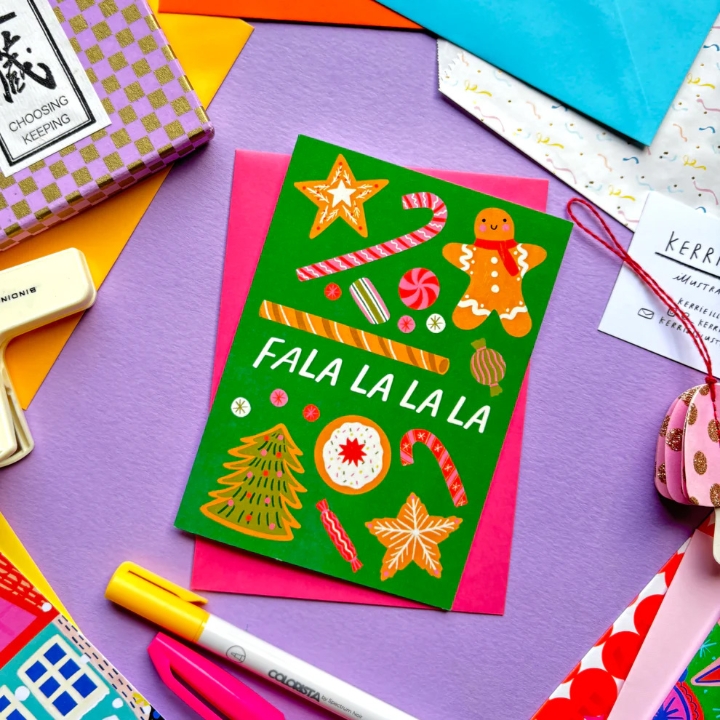 Fala La La La Christmas Candy Greeting Card